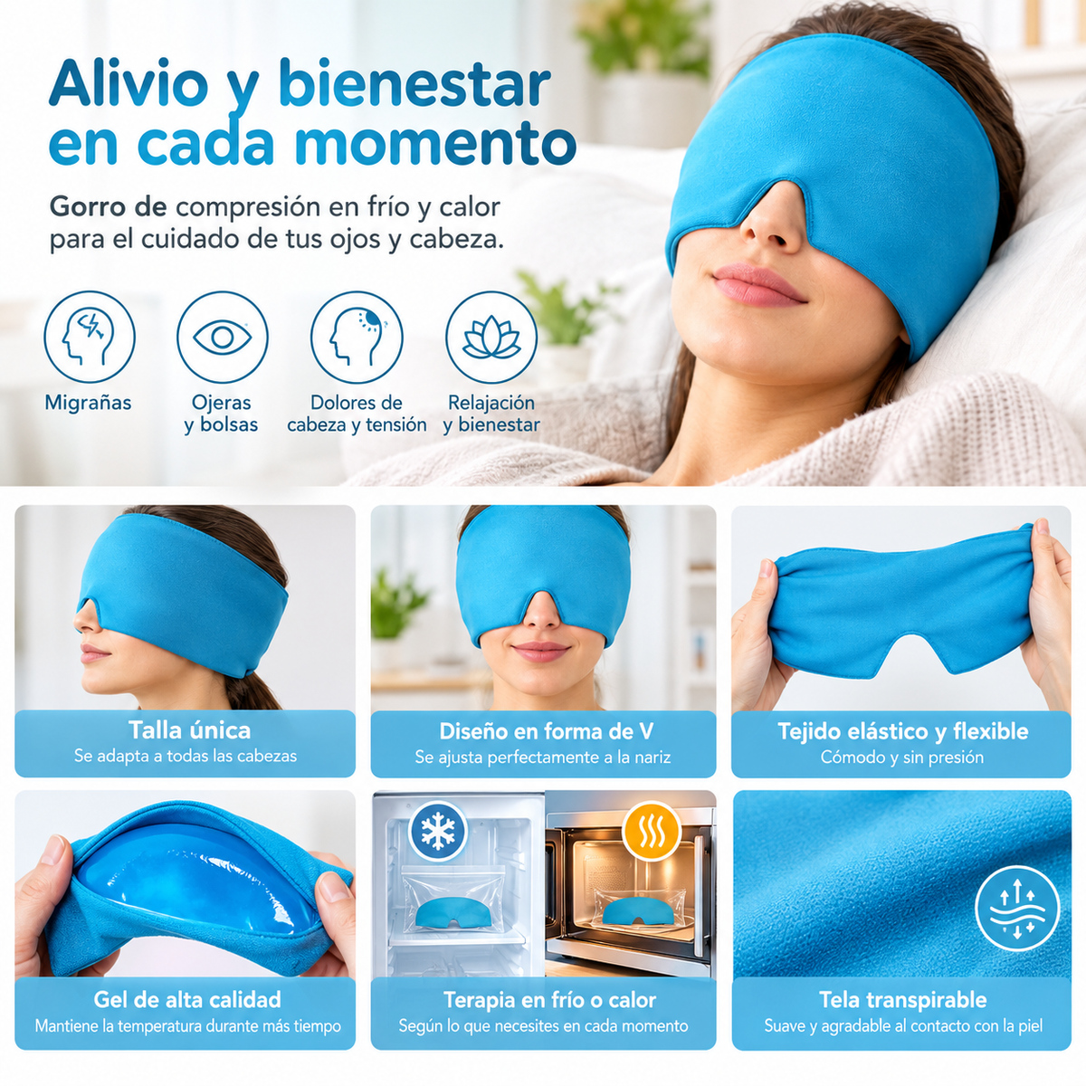 Gorro de gel frío y calor Vivecalma